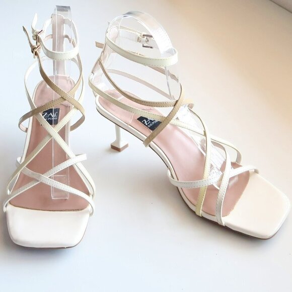 Zac Posen Angie White Patent Leather Strappy Square Toe Sandals Summer Shoes 8 - Picture 6 of 16